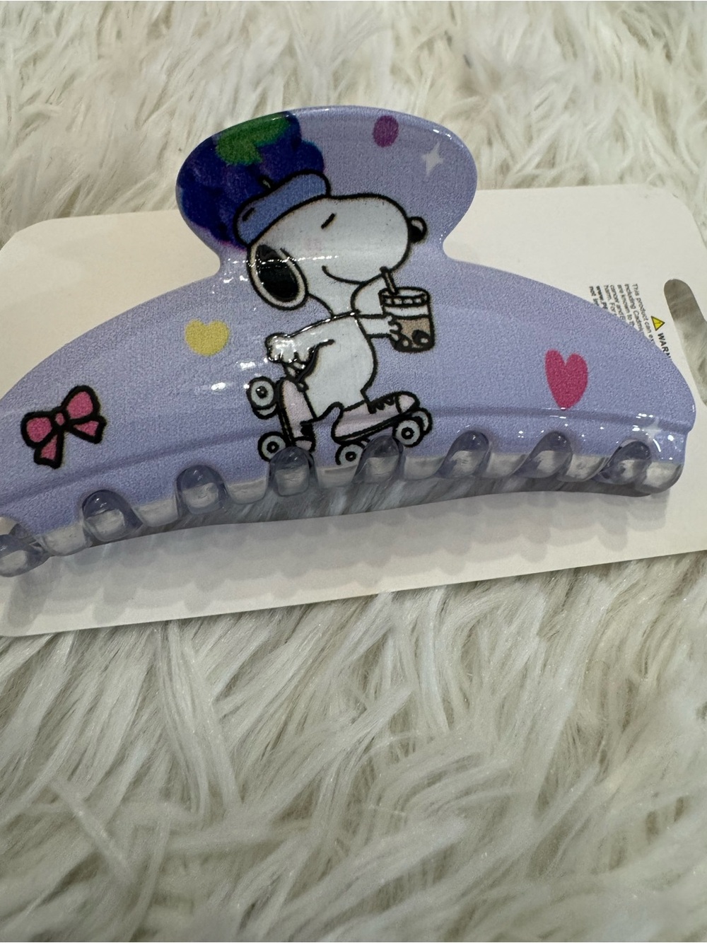 Lavender Snoopy Roller Skate grapes  Hair Clip claw